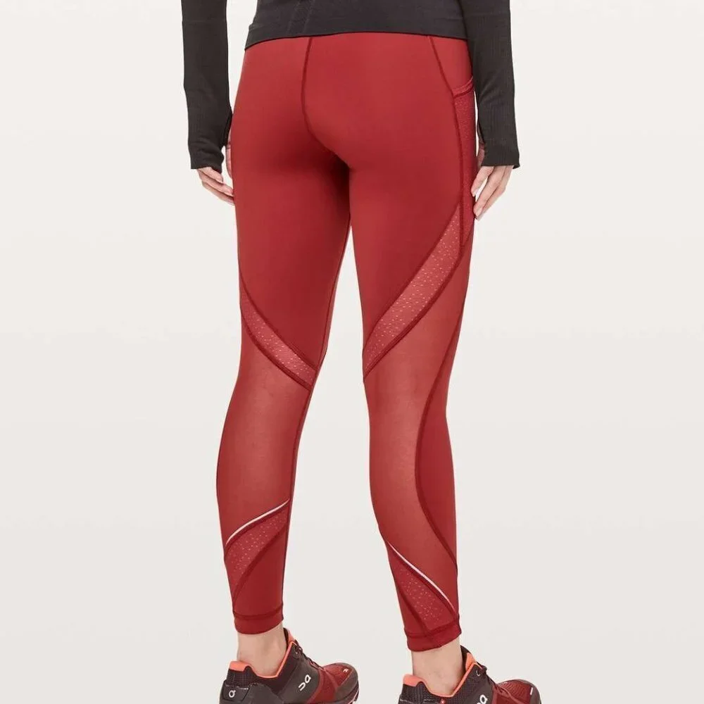 Lululemon Run‎ Smoothly Crop in Dark Sport Yoga Running Workout Red Women's 4